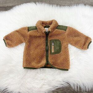 Baby GAP 0-6M Brown Teddy Sherpa Full Zip Jacket Infant